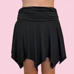 black handkerchief hem mini skirt